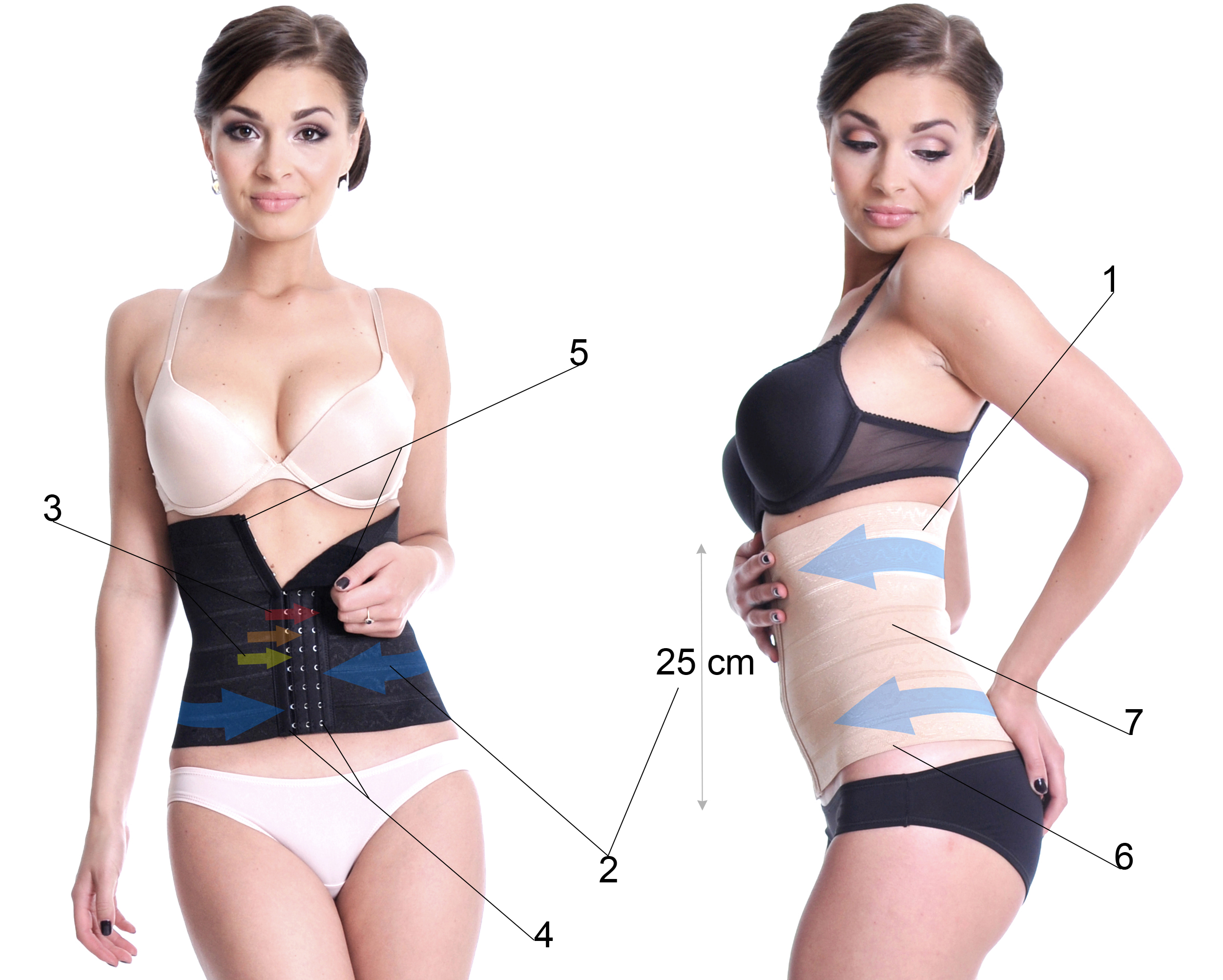 Orirose ®, mocno wyszczuplający brzuch, modelujący talię, nie zastąpiony po porodzie pas wyszczuplający z trzystopniowa regulacja ucisku slim SHAPE control - obrazek 4