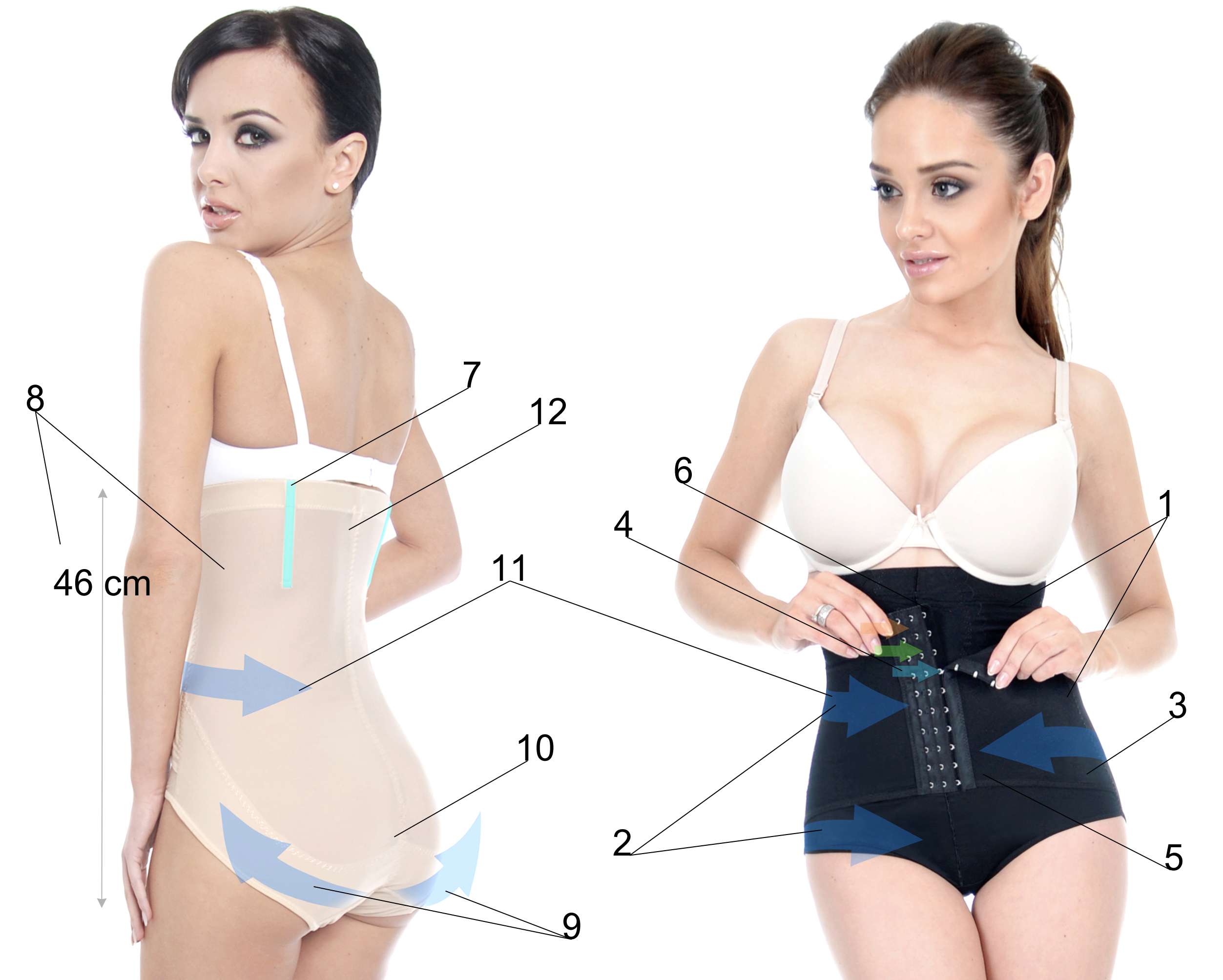 Orirose ® Majtki o wysokim stanie z TRZYSTOPNIOWĄ regulacją ucisku, wygładzające biodra, kształtujące pośladki, niezastąpione po porodzie, modelujące talię, wyszczuplające dolne i górne partie brzucha Push-up HIGH control - obrazek 18