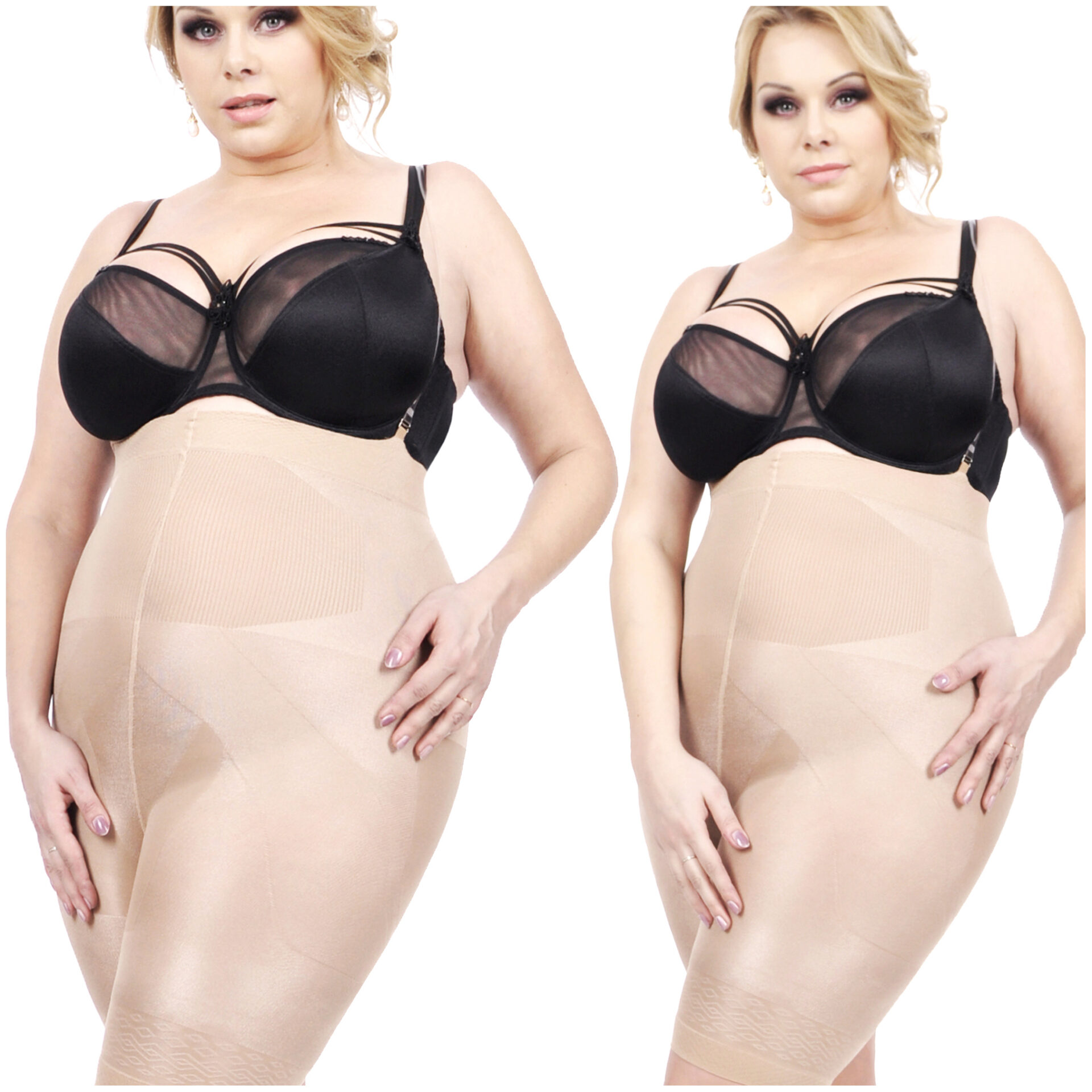 Orirose ®, Włoski gorset wyszczuplający i modelujący talię, brzuch, biodra, ujędrniający pośladki, wygładzający uda z ramiączkami silikonowymi SIZE PLUS