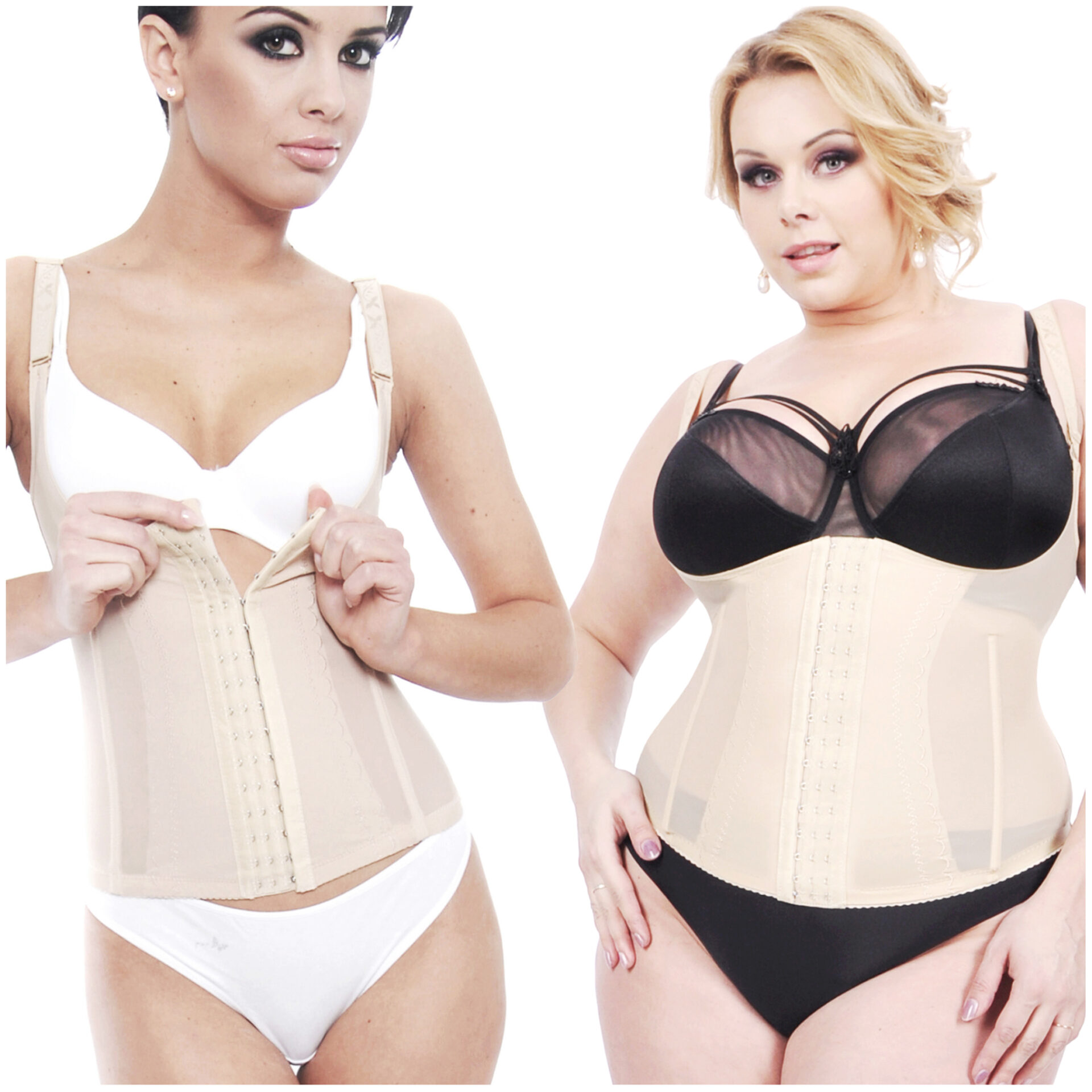 Orirose ® Gorset wyszczuplający górne i dolne partie brzucha, modelujący talię, prostujący plecy, ujędrniający biust z trzystopniową regulacją ucisku Sleek & slim