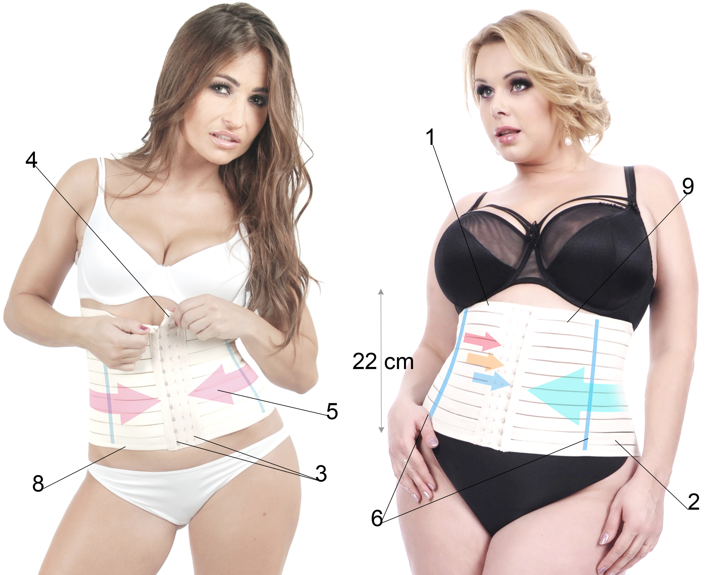 Orirose, pas mocno wyszczuplający brzuch, modelujący talię, z fiszbinami i trzystopniową regulacją ucisku TUMMY shape - obrazek 2