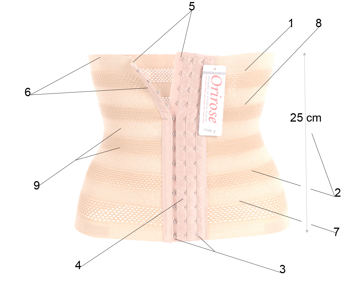 Orirose ®, mocno wyszczuplający brzuch, modelujący talię, nie zastąpiony po porodzie i na diecie, sprężysty pas wyszczuplający z trzystopniowa regulacja ucisku Tummy SLIM - obrazek 2