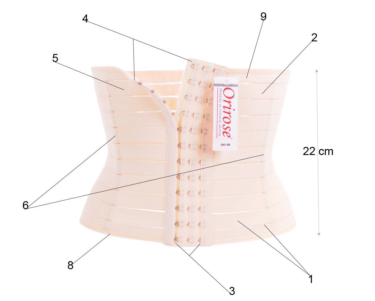 Orirose, pas mocno wyszczuplający brzuch, modelujący talię, z fiszbinami i trzystopniową regulacją ucisku TUMMY shape - obrazek 3