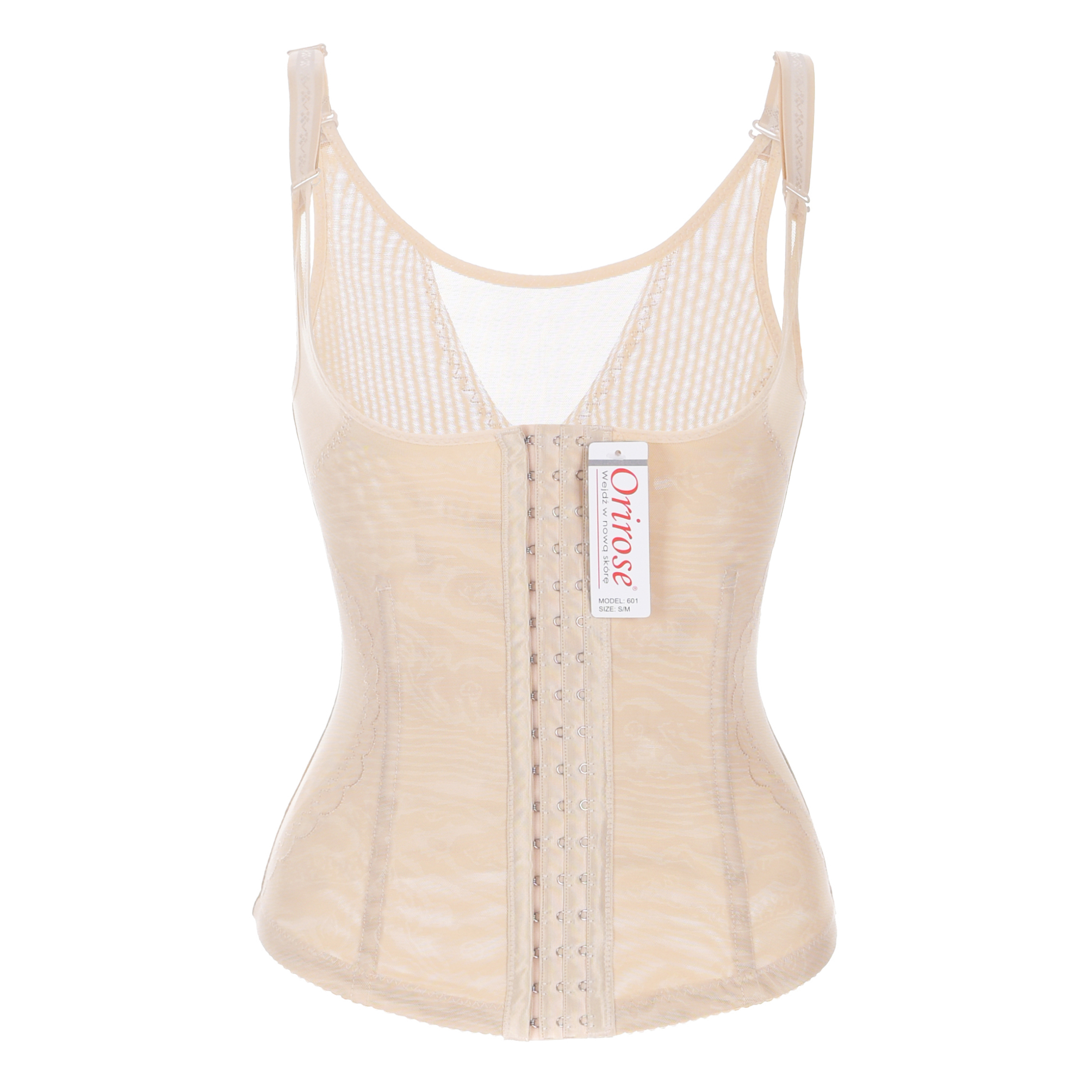 Orirose ® Mocno wyszczuplający górne i dolne partie brzucha, wygładzający i modelujący talię, prostujący plecy, ujędrniające biust, wykonany z przewiewnej mikrosiatki, gorset z trzystopniowa regulacją ucisku Talia SLIM size plus - obrazek 3