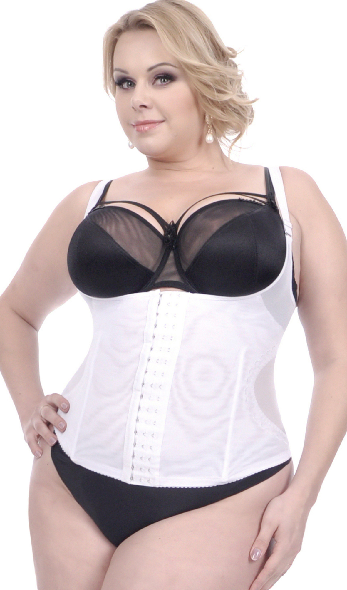 Orirose ® Mocno wyszczuplający górne i dolne partie brzucha, wygładzający i modelujący talię, prostujący plecy, ujędrniające biust, wykonany z przewiewnej mikrosiatki, gorset z trzystopniowa regulacją ucisku Talia SLIM size plus - obrazek 18