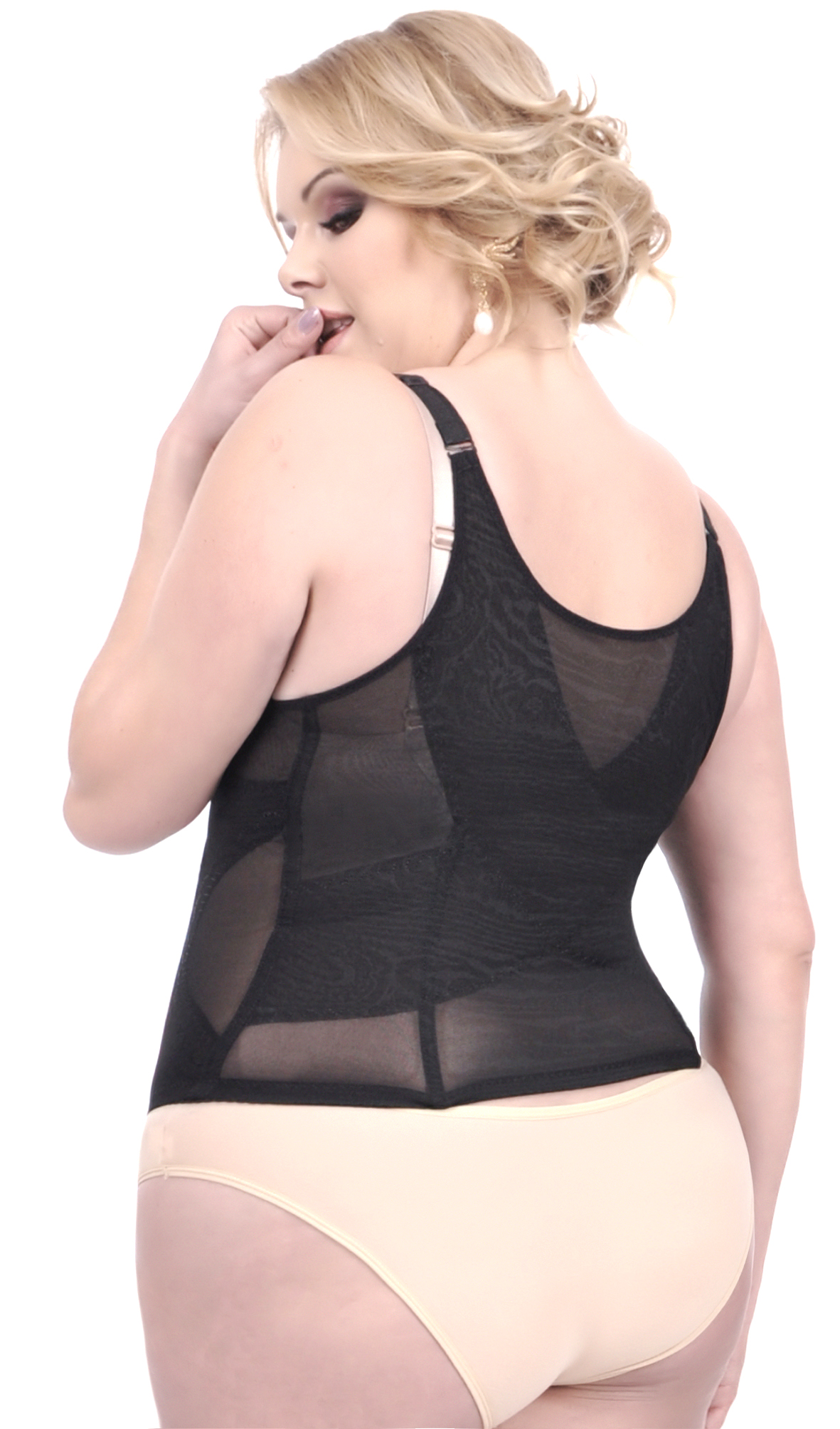 Orirose ® Mocno wyszczuplający górne i dolne partie brzucha, wygładzający i modelujący talię, prostujący plecy, ujędrniające biust, wykonany z przewiewnej mikrosiatki, gorset z trzystopniowa regulacją ucisku Talia SLIM size plus - obrazek 28