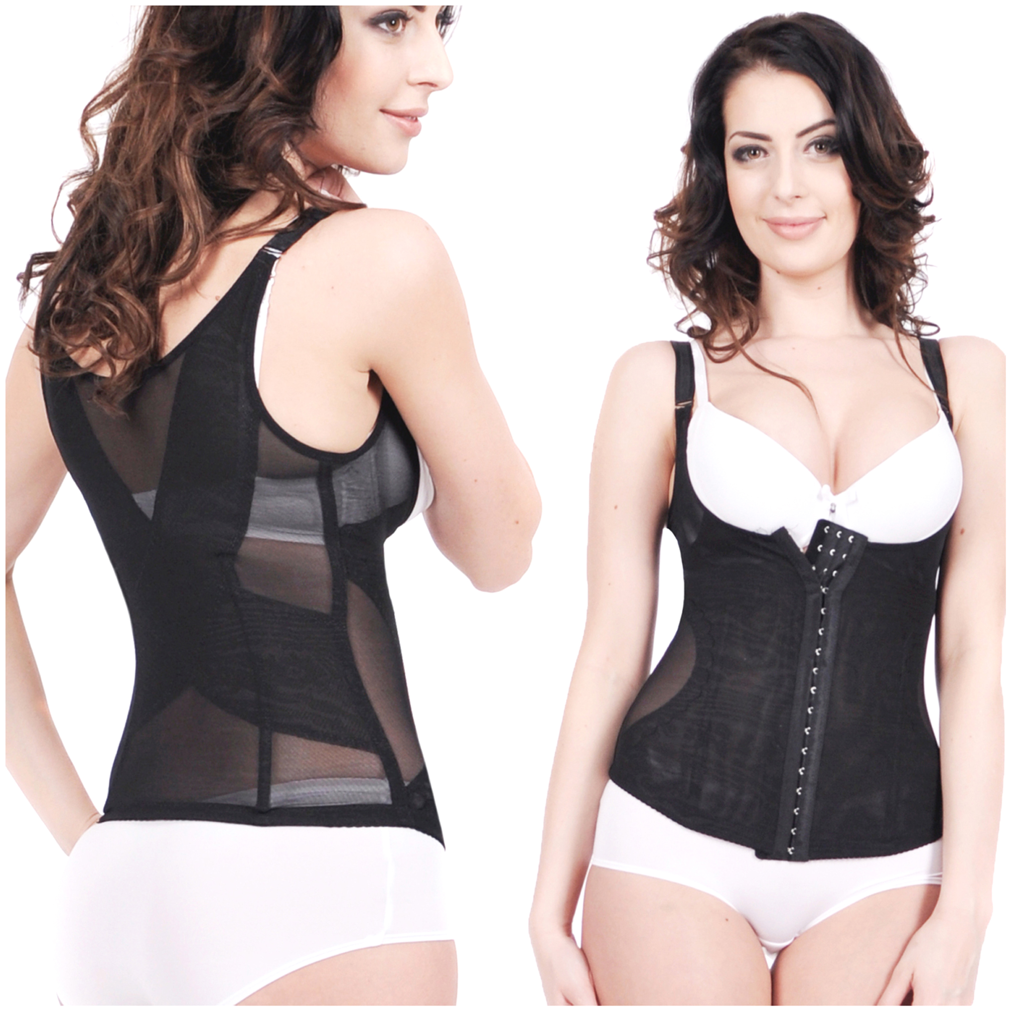Orirose ® Mocno wyszczuplający górne i dolne partie brzucha, wygładzający i modelujący talię, prostujący plecy, ujędrniające biust, wykonany z przewiewnej mikrosiatki, gorset z trzystopniowa regulacją ucisku Talia SLIM size plus - obrazek 35