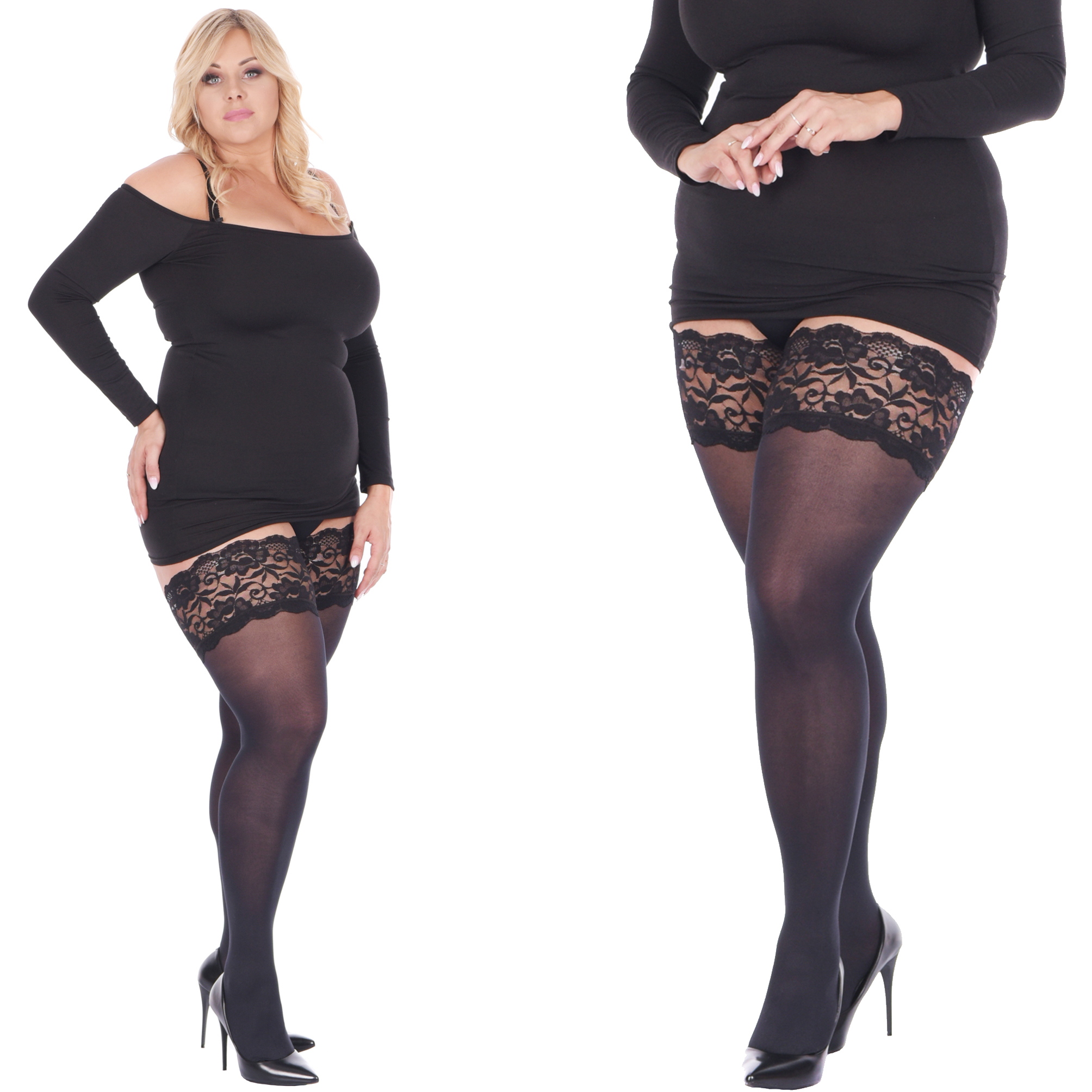 Orirose ®, SEXY włoskie pończochy samonośne z MIKROFIBRY 70den o SZEROKIEJ 14/15cm KWIATOWEJ koronce, o podwyższonej odporności na zaciągnięcia - obrazek 3