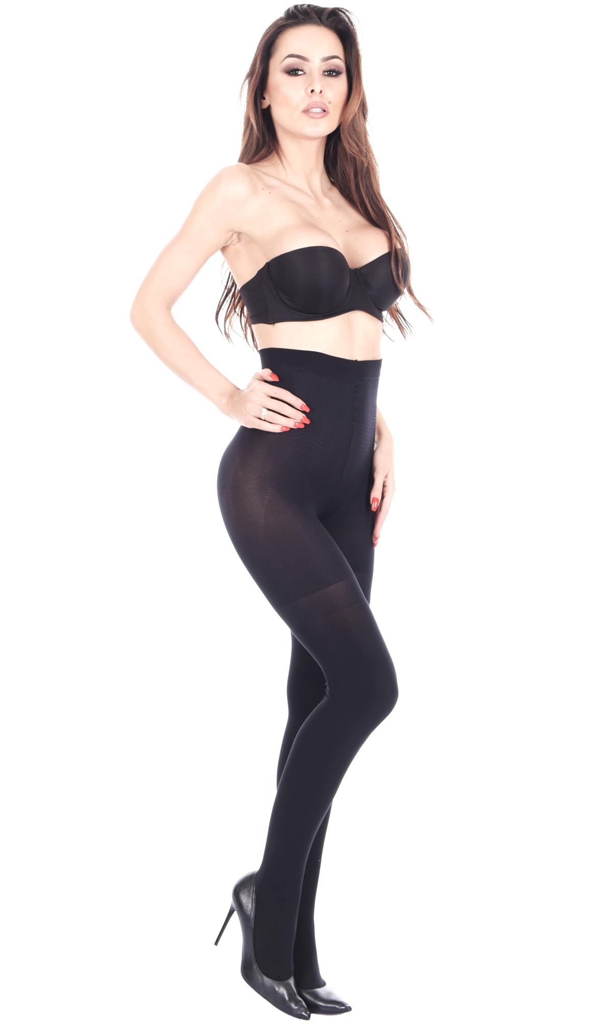 Orirose® wysokie WYSZCZUPLAJĄCE Rajstopy damskie PUSH-UP, modelujące talię, brzuch, biodra, pośladki, uda z wysoką częścią majtkowo - gorsetową, mikrofibra 70den - obrazek 8