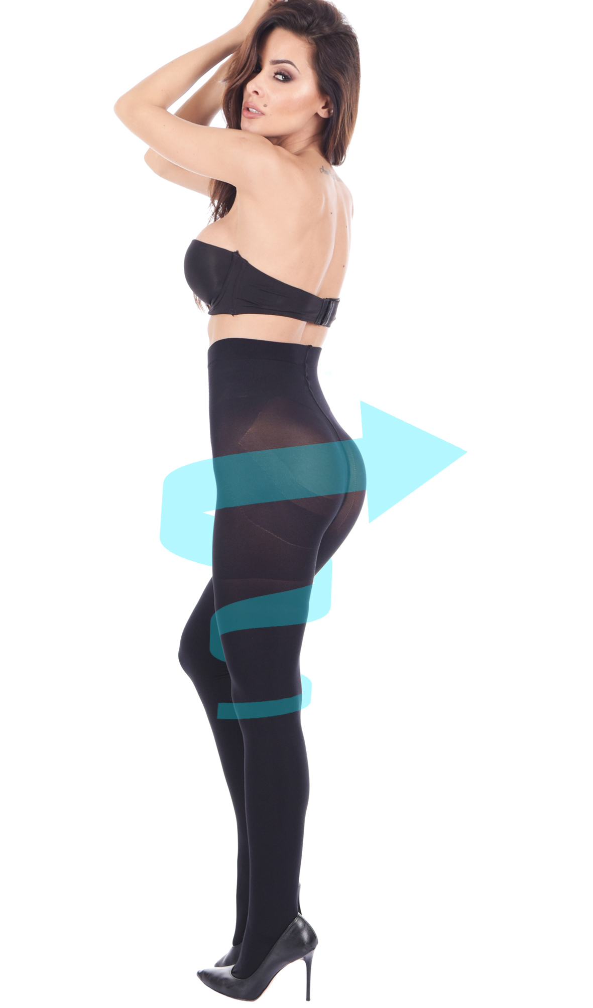 Orirose® wysokie WYSZCZUPLAJĄCE Rajstopy damskie PUSH-UP, modelujące talię, brzuch, biodra, pośladki, uda z wysoką częścią majtkowo - gorsetową, mikrofibra 70den - obrazek 13